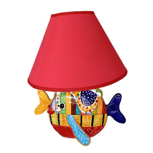 Lume Lampada Forma Pesce. Ceramica di Vietri dipinta a mano.
