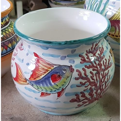 Cachepot Portapianta decoro pesciolini e coralli.... 2