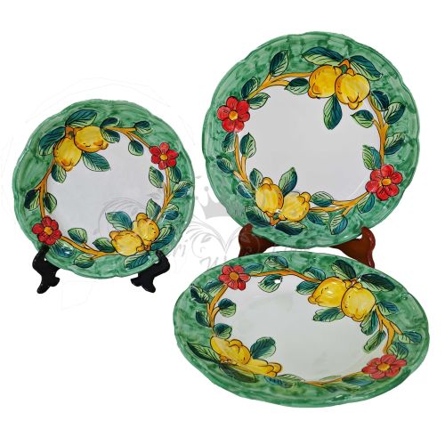 Teller. Blumen-und-Zitronen-Linie. Vietri-Keramik. Erhältlich als Speise-, Suppen-, Dessert- oder Platzteller.