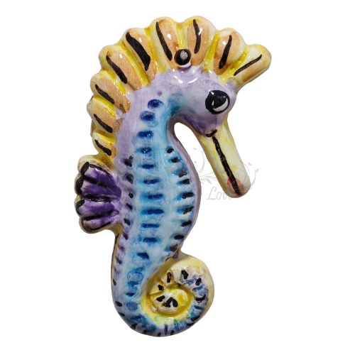 Caballito de mar de pared. Cerámica vietri pintada a mano.