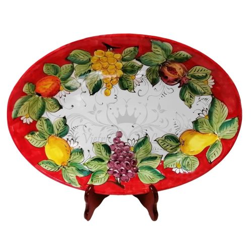 Ovaler Servierteller. Schale. Obst-Linie. Vietri-Keramik. Handbemalt.
