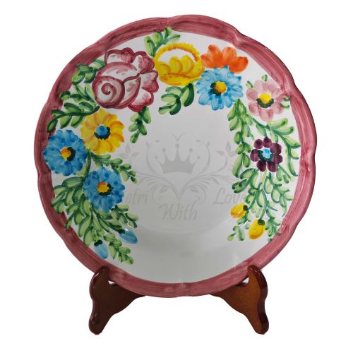 Plate. Flowers Line. Vietri ceramic. Available: dinner, soup, fruit/dessert or charger plate.
