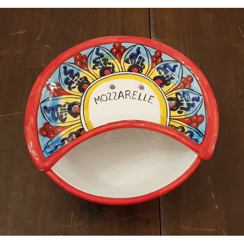 Mozzarella Cheese Pot geometric line - handpainted Vietri...