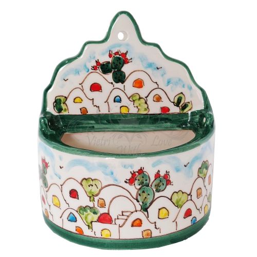 Saliera da Muro e da appoggio linea Casette Dipinto a Ceramica vietrese
