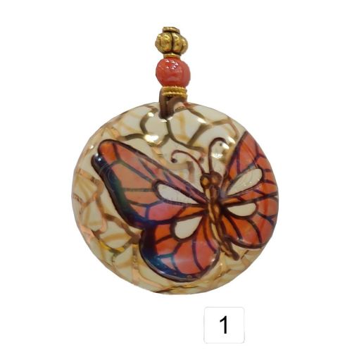 Hand-painted ceramic pendant – Unique handcrafted necklace 2