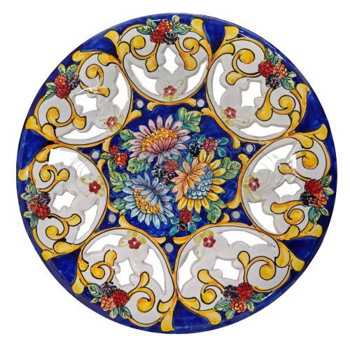 Perforierte Wandplatte. Barock- und Blumenwand. Vietri...