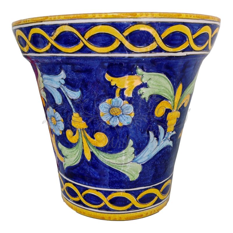 Conical pot for plants BLue background baroque....