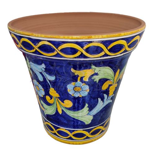 Konische Vase mit Barock. Handbemalte Vietri-Keramik.