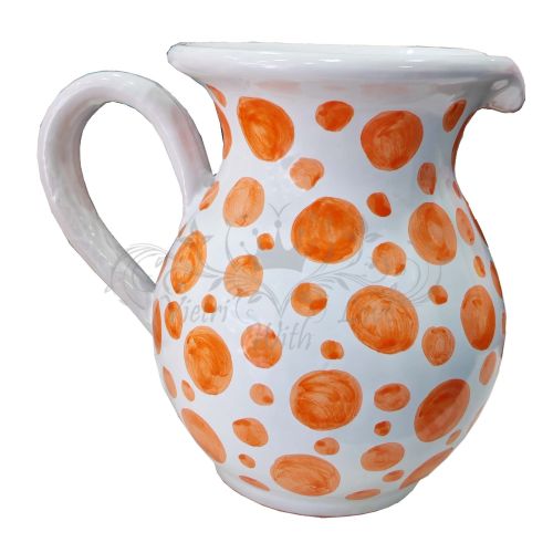 Bulbous Pitcher. Modern Line. Polka Dot Decor. Vietri ceramics. Hand-painted.