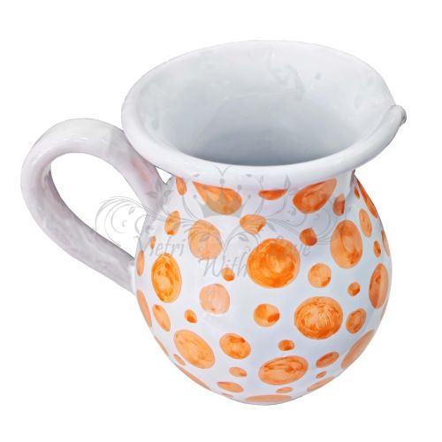 Bulbous Pitcher. Modern Line. Polka Dot Decor. Vietri ceramics. Hand-painted.