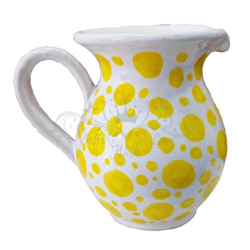 Bulbous Pitcher. Modern Line. Polka Dot Decor. Vietri ceramics. Hand-painted.