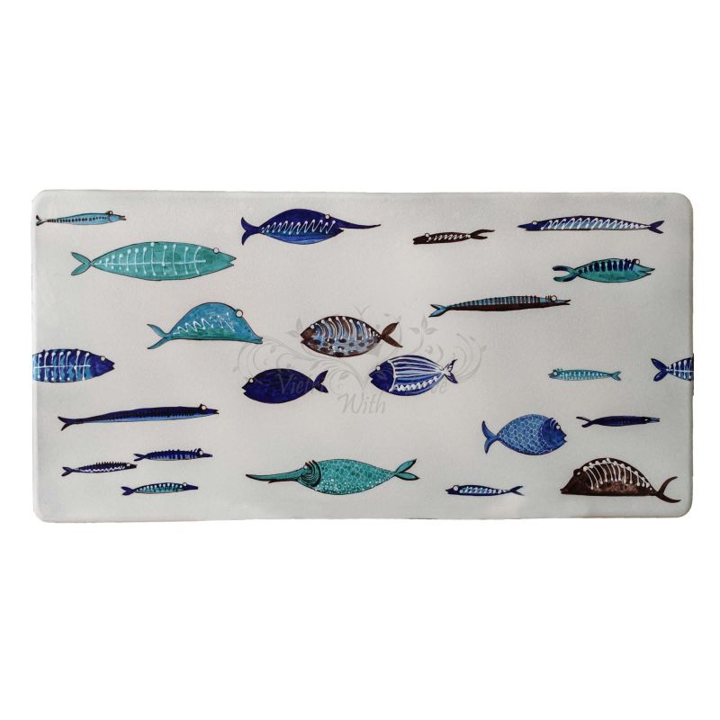 Mesa de piedra volcánica ceramizada. Peces...