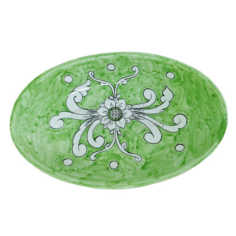 Oval serving dish or bowl. Flowers line. Vietri...