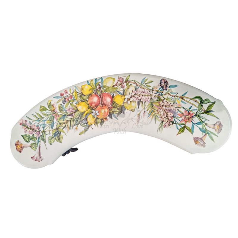 Ceramicized lava stone bench. Fruit and flower...