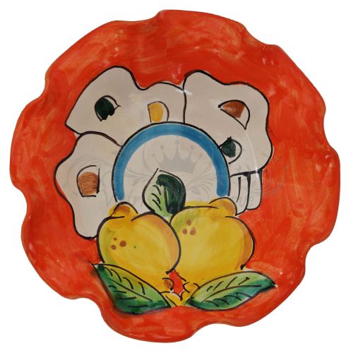 Copa ondulada. Línea Casitas y Limones. Cerámica de Vietri pintada a mano.