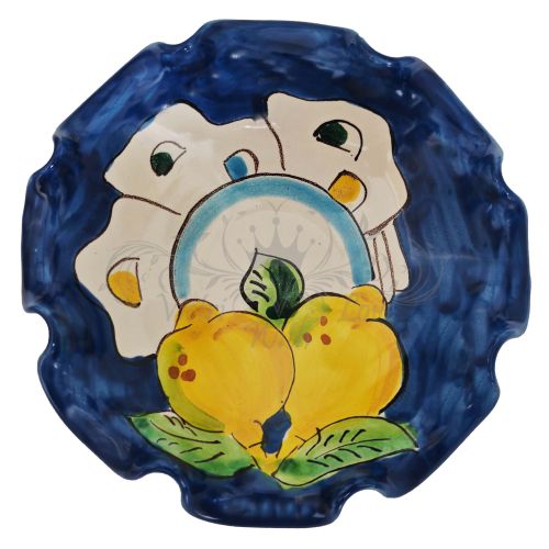 Copa ondulada. Línea Casitas y Limones. Cerámica de Vietri pintada a mano.