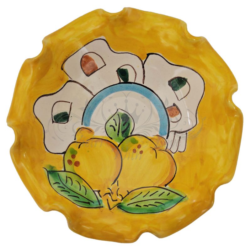 Scalloped bowl. Houses and Lemons line....