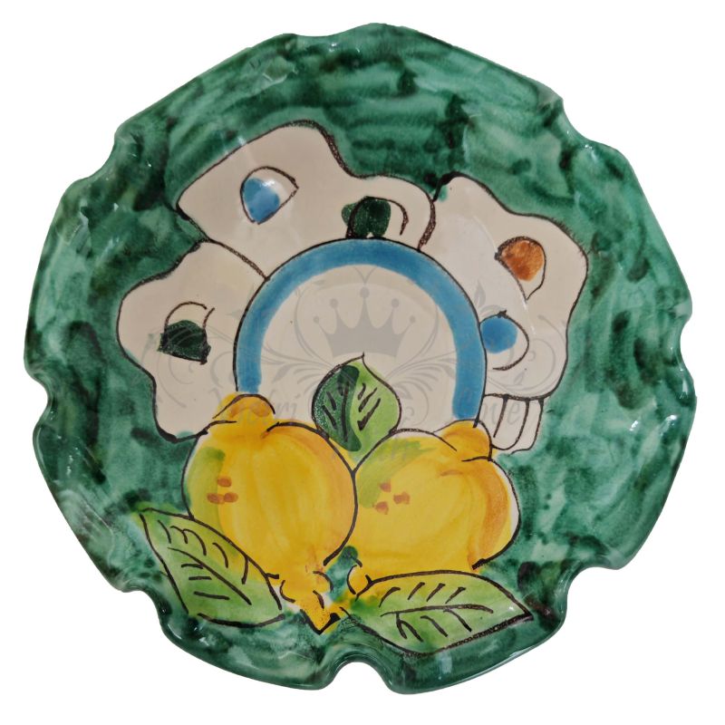 Scalloped bowl. Houses and Lemons line....