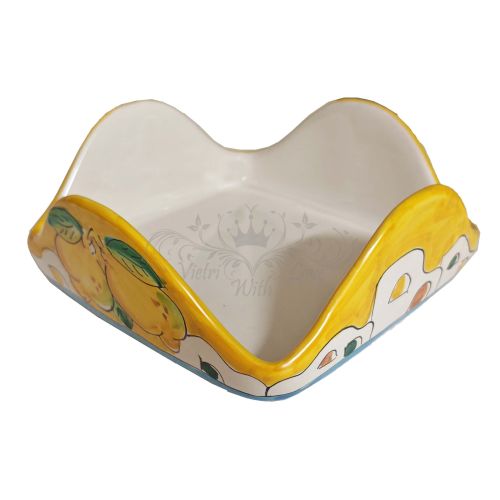 Napkin holder. Positano Houses collection. Hand-painted Vietri ceramic.