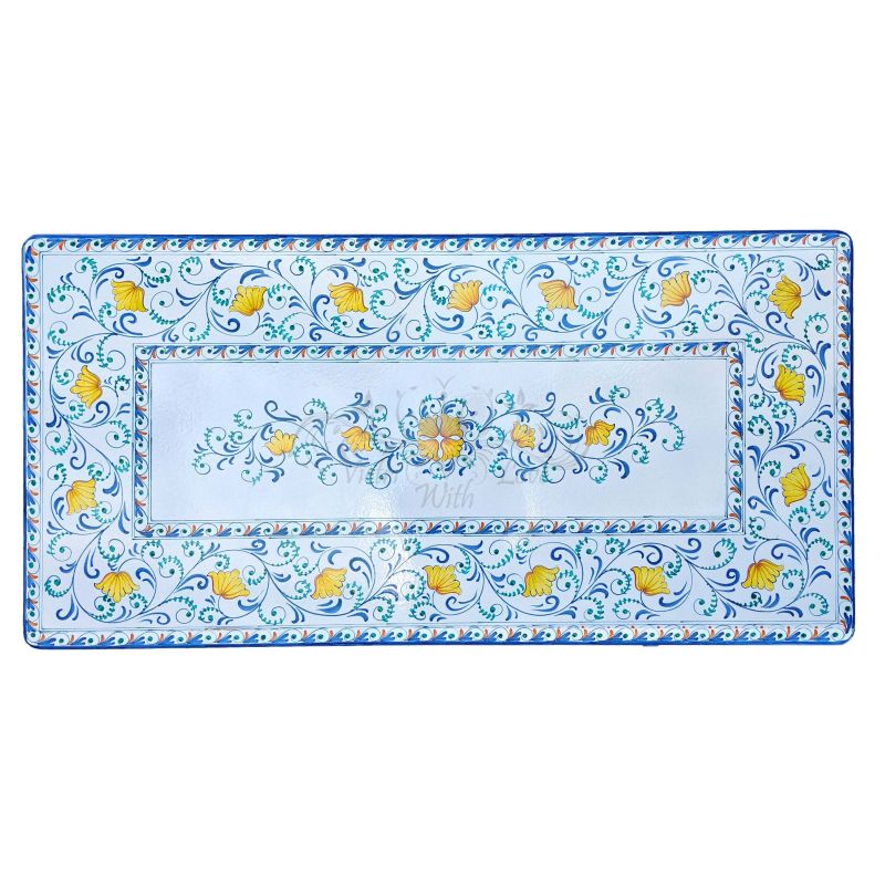 Tisch aus glasierter Lavastein. Blumen &...