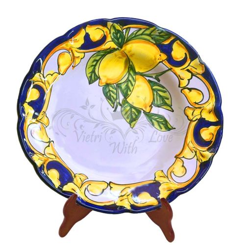 Plate. Dish Baroque & Lemons line. Hand-painted Vietri...