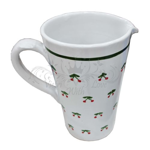 Pitcher. Conical. Cherry Line. Vietri ceramics. Hand-painted.