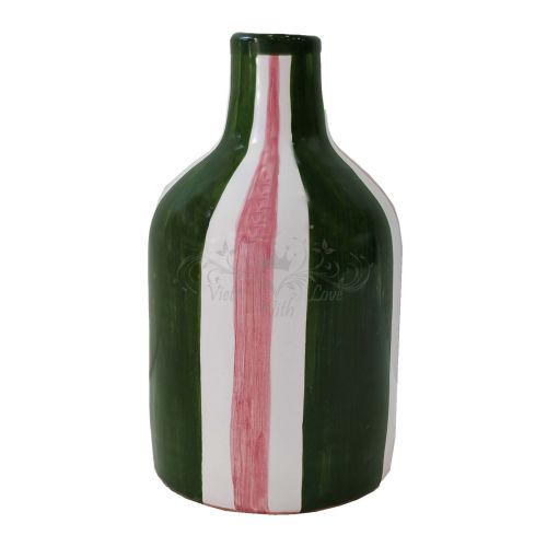 Oil and vinegar bottle. Stripe line. Vietri ceramics. Hand-painted.