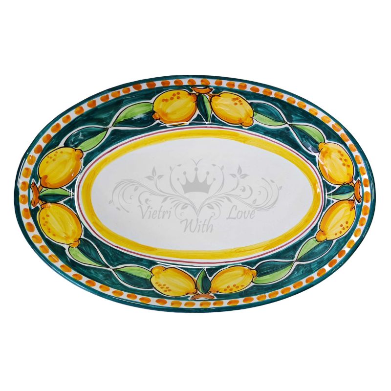 Oval serving dish or bowl. Lemons Around line....