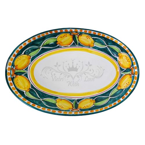 Plat ovale ou coupe. Ligne Citrons en Cercle. Céramique de Vietri. Peint à la main.
