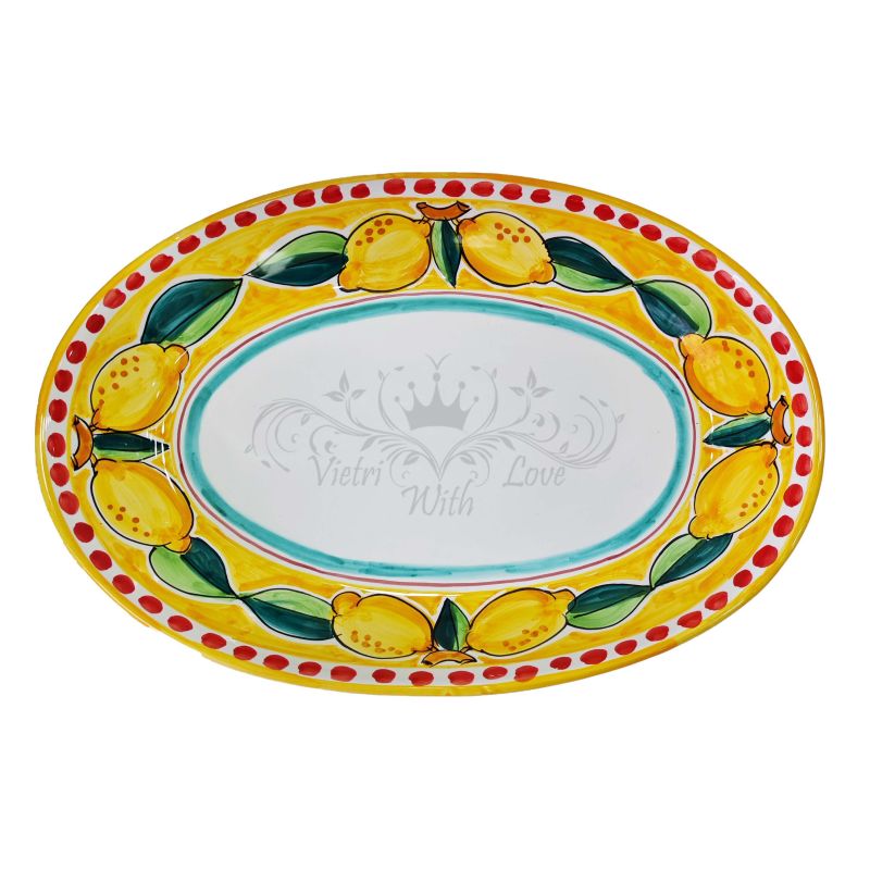 Oval serving dish or bowl. Lemons Around line....