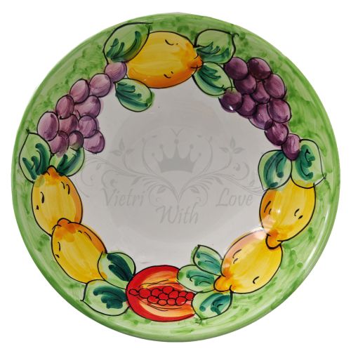 Glatte Schale, tiefer Teller, Salatschüssel. Linie Früchte & Zitronen. Handbemalte Vietri-Keramik.