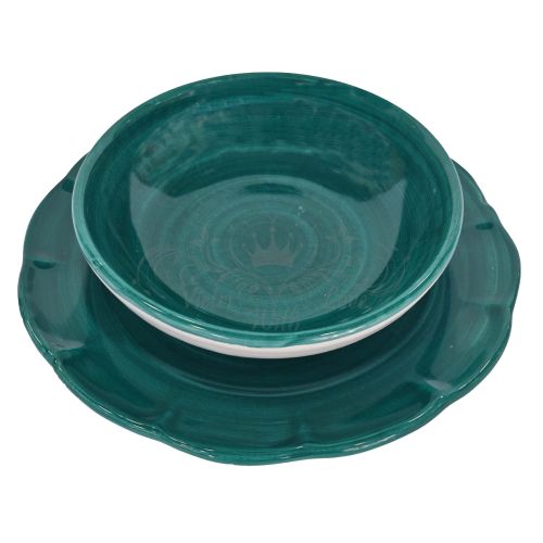Plate. Brushstroke line. Hand-painted Vietri ceramic. Also available: bowl and flat plate.