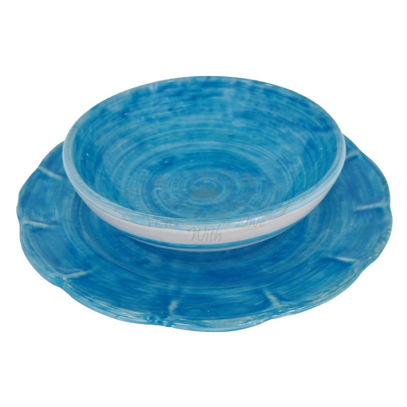 Plate. Brushstroke line. Hand-painted Vietri...