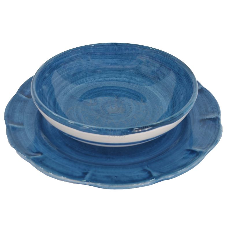 Plate. Brushstroke line. Hand-painted Vietri...