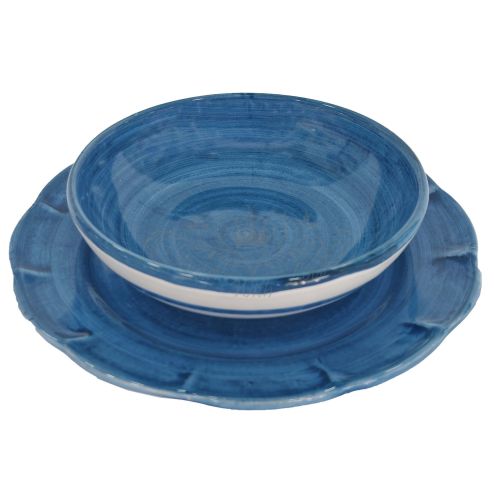 Plate. Brushstroke line. Hand-painted Vietri ceramic. Also available: bowl and flat plate.