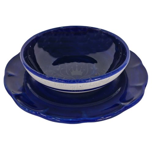 Plate. Brushstroke line. Hand-painted Vietri ceramic. Also available: bowl and flat plate.