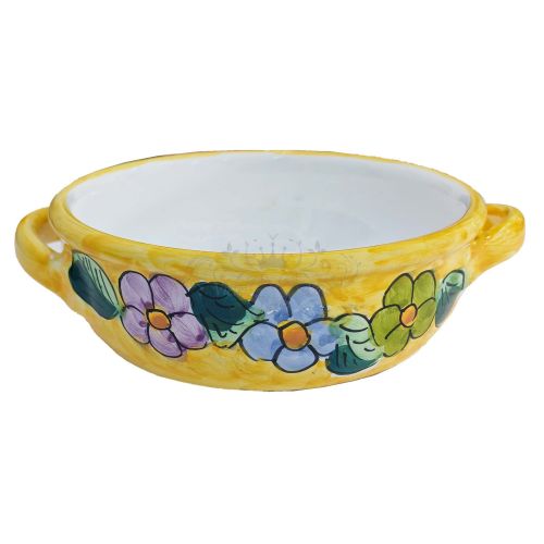 Oven terrine. Flower line. Hand painted Vietri ceramics