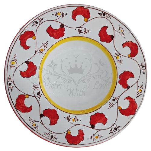 Restaurant Line – Priest’s Hat-Shaped Plate. Flowers Line. Big Mama. Vietri Ceramics. Hand-Painted.