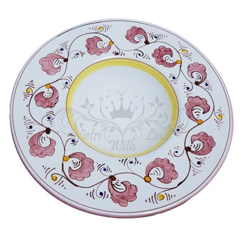Restaurant Line – Priest’s Hat-Shaped Plate. Flowers Line. Big Mama. Vietri Ceramics. Hand-Painted.