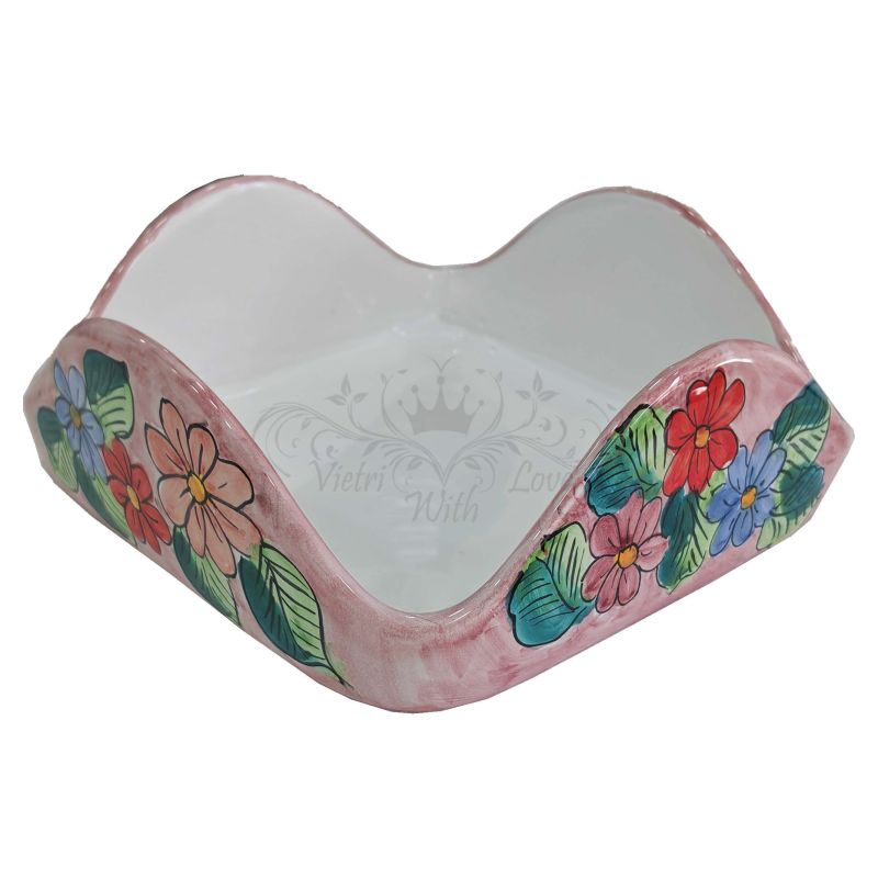 Napkin holder. Flowers Line. handpainted Vietri...