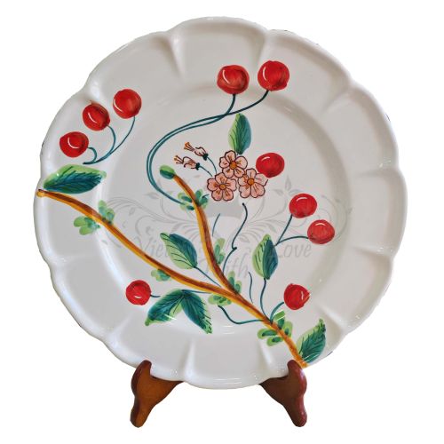 Kirschteller. Handbemalte Vietri-Keramik. Erhältlich als Essteller, Suppenteller, Dessert-/Obstteller oder Platzteller.