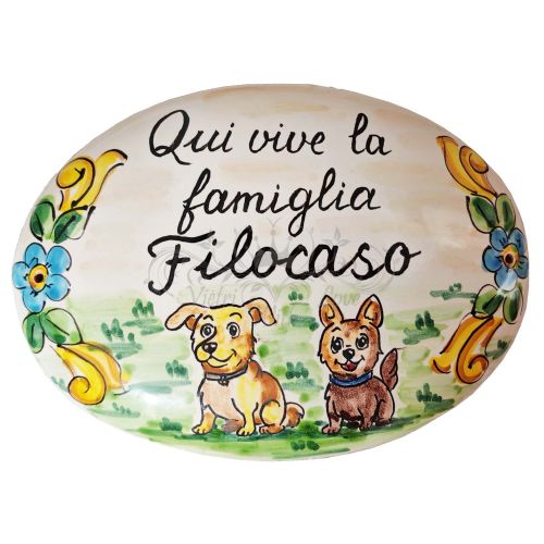 Customizable oval plaque. Vietri ceramic. Hand-painted.