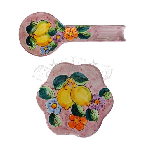 Reposacucharones/reposaollas. Línea Limón y Flor. Cerámica de Vietri pintada a mano.