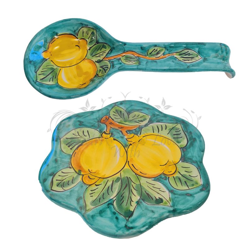 Cutlery rest pot rest. Lemon line. Hand-painted...