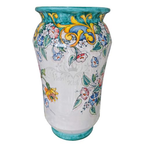Schirmständer. Barock- und Blumen-Kollektion. Handbemalte Keramik aus Vietri.