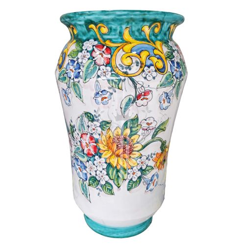 Schirmständer. Barock- und Blumen-Kollektion. Handbemalte Keramik aus Vietri.
