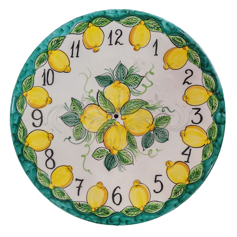Wanduhr. Zitronenlinie. Vietri-Keramik....