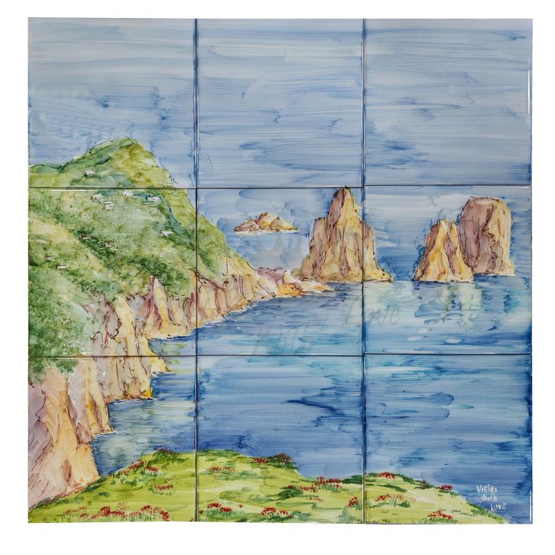 Wall Panel. Capri Panorama. Hand-Painted Vietri...