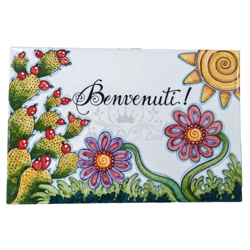 Customizable rectangular plaque. Vietri ceramic. Hand-painted.