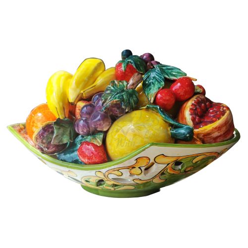 Ceramic fruit basket. Hand painted Vietri ceramics